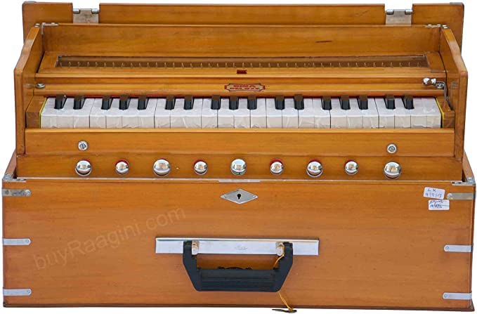Harmonium BINA 23B, USA, Professional, Folding, Safri, 3 1/2 Octaves, 9 Stops, Natural Color, Coupler, Double Reed, Indian Musical Instrument, Kirtan