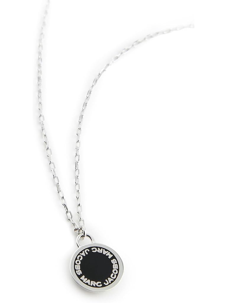 Black Marc Jacobs Logo Disc Enamel Logo Disc Pendant Necklace