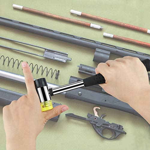 Marketty Gunsmithing Hammer with 4 Tips,Interchangeable Tool 25mm Dual Head Nylon Rubber Hammer