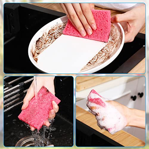Image of Zhengmy 48 Pieces Sponges Bulk Sponges Kitchen Compressed Sponge Natural Dish Sponge Compressed Wood Pulp Cleaning Without Scratching for Kitchen Bathroom, 3.9 x 2.4 x 0.12 Inch (Multicolor)