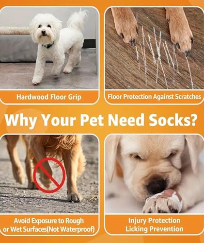 Image of 4PCS Dog Shoes, Dog Socks, Socks for Senior with Joint Support, Gradient Grey Anti-Slip Design, Dotted Grip Pattern, Indoor Stability Assistance for Elderly Pets