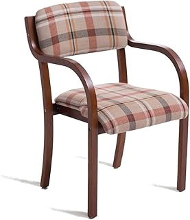 CSH Creativa de Madera Maciza Sala de Estar Dormitorio Comedor Silla Silla de la computadora Minimalista Moderna Nordic Home Seat Plaid Pattern Back Seat for Children and Nursery (Color : Brown)