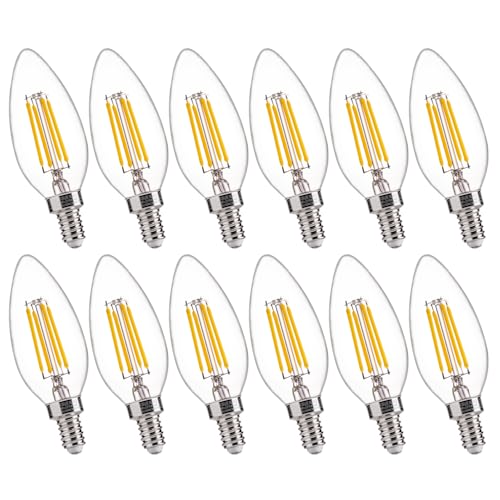 Image of FLSNT 60W Equivalent LED Chandelier Light Bulbs, Dimmable LED B11 E12 Candelabra Base Bulbs, 3500K Natural White, 550LM, 12 Pack UL,CA65 Listed.