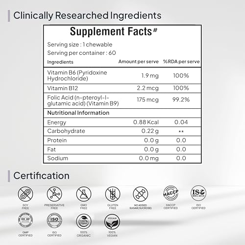 Image of Miduty Vitamin B12 Supplement - Bioactive B-Complex with B6, B9, B12 - Daily Energy Support - Triple Formula for Mood, Brain & Nerve Support - Fast Absorbing Chewable - 60 Veg Tablets