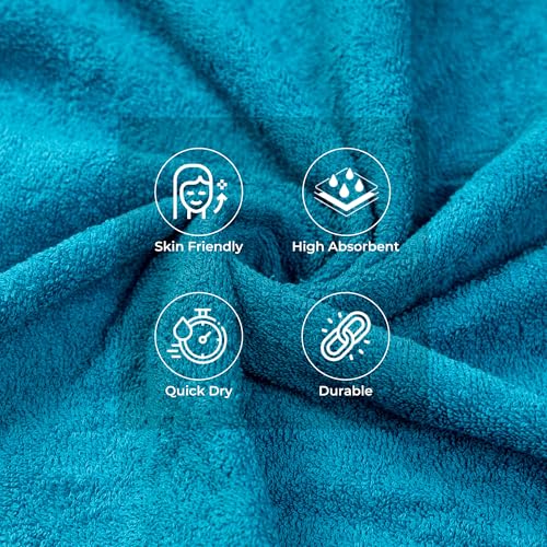 Image of Cotton Face Towel Pack of 4, 100% Cotton Towels, Soft Absorbent Small Gym Towel for Face, 400 GSM Quick Dry Bathroom & Travel Towels Men & Women, 30 x 30 cm, Navy Teal
