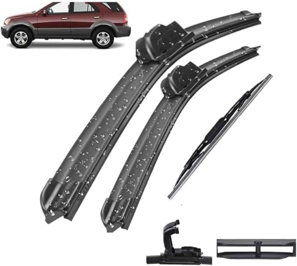 NYSLDSCO Premium Exact Fit Windscreen Wiper Blades for Kia Sorento I 2002-2009 24in+18in+14in Durable Natural Rubber Easy Fit for a Quiet and Streak Free Wipe