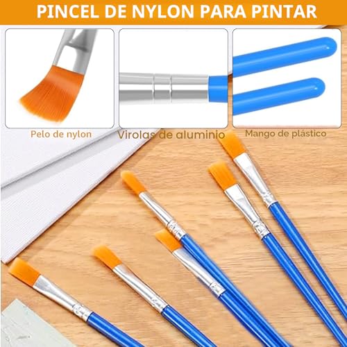 Miniatura 5 de Dwdhyean 30 Piezas Mini Lienzos Con Caballete De Arte 6 Pequeños Caballetes Triangulares De Artista Con 6 Lienzos,6 Pinceles Y 6 Paletas De Pintura Y 6 Acuarela Para Aficionados Y Artistas