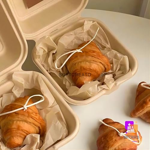 Image of Croissant Silicone Candle Mould | 3D Bakery Bread Dessert Shape Candle Making Mould | Food Cake Cupcake Wax Soap Resin Art Silicone Mould for DIY Handmade Decorative Candles (Croissant A)