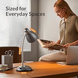 LEPOWER Metal Desk Lamp, Adjustable GooseNeck Reading Light for Bedroom — photo 2 of 6