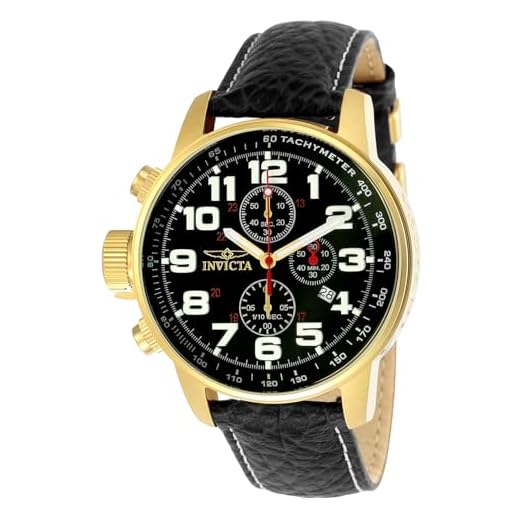 Invicta Men's I-Force Gold Tone Stainless Steel Quartz Watch with Black Leather Strap, Black (Model: 3330)