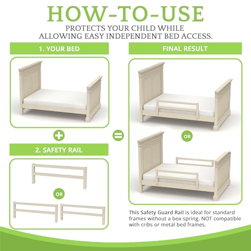Image of Safety Guard Rail for Baby, Kids, and Children - Solid Wood Safety Bed Rail for Toddlers - Easy Installation - Premium Protection for Bunk, Twin, Full, Queen and King Size Beds - (Cloud - Evolur)