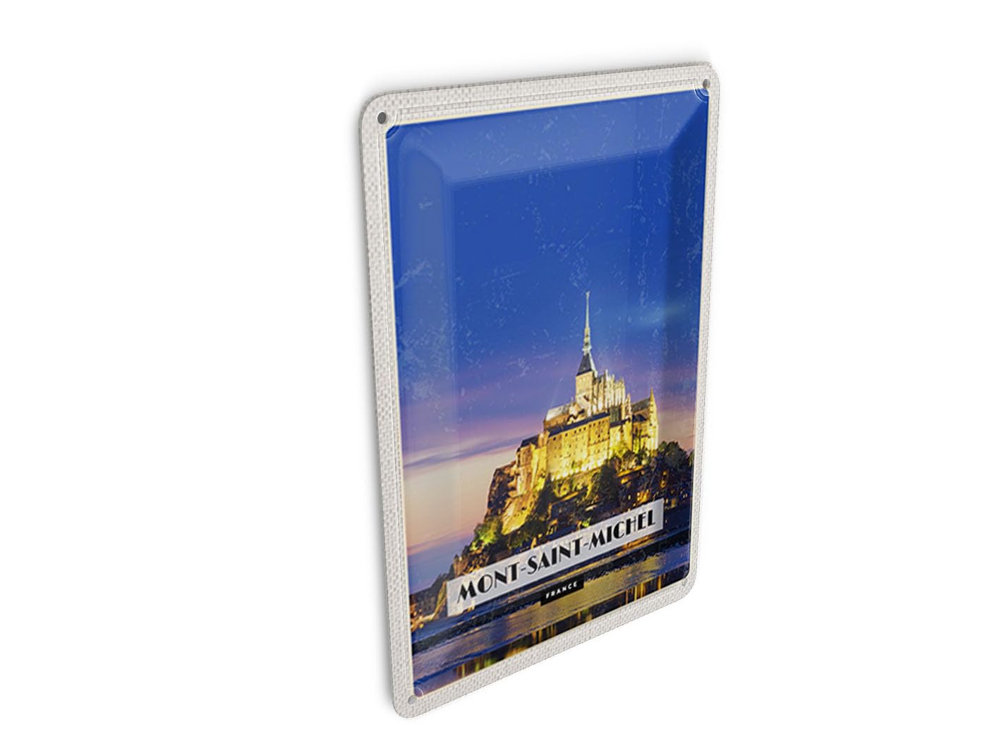 Femer Tin Postcard Travel 10 x 14 cm Moint-Saint-Michel France Travel Destination Sign