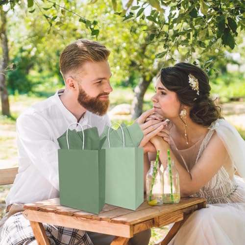 Whaline 36 Pcs Sage Green Paper Gift Bags with Tissue Paper Gradient Green Party Favor Bags with Handle Goodie Candy Treat Bag for Mother\'s Day Wedding Birthday Baby Shower One Lucky Duck Patry - Thumbnail 5