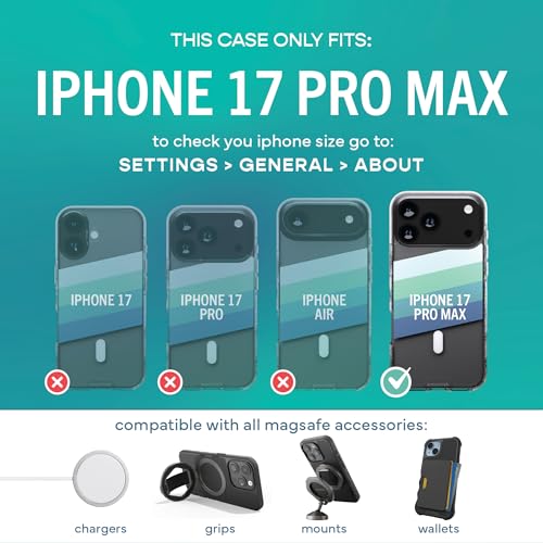 Image of Smartish iPhone 17 Pro Max MagSafe Clear Case - Gripmunk Magnetic Slim Case [Lightweight + Protective] Anti-Yellowing Thin Grip Clear Cover for Apple iPhone 17 Pro Max - Deep End
