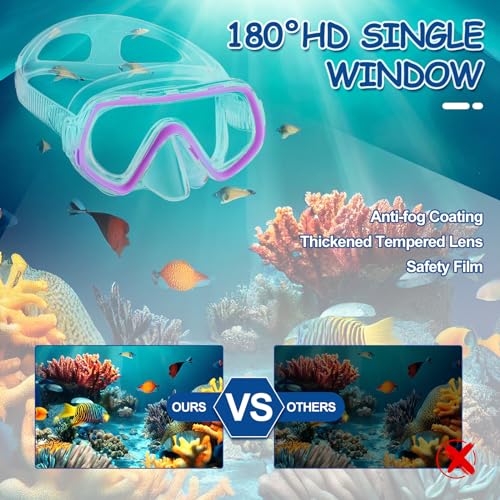Hoolerry 4 Pcs Kids Nose Goggles Swim Goggles with Nose Cover for 3-8 Tempered Glass Snorkel Dive Mask Anti Fog with Elastic Strap No Leak Swimming Mask for Summer Diving Snorkeling(Exquisite Colors) - Thumbnail 3