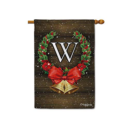 Preisvergleich Produktbild Kafepross Merry Christmas Stechpalme und Glocke, dekorative Gartenflagge, Winter, Schnee, Monogramm, EIN Dekobanner für den Außenbereich Large House flag-28x40 inch 75
