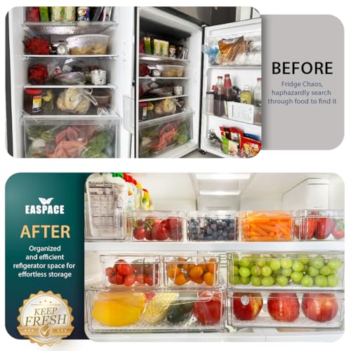 10-Pack-Clear-Fridge-Organizer-Bins-with-Lids-Drainage-Holes-Stackable-Container-Set-BPA-Free-Plastic-Refrigerator-Storage-Containers-for-Food-Fruits-Vegetables-Meats-Multi-Purpose