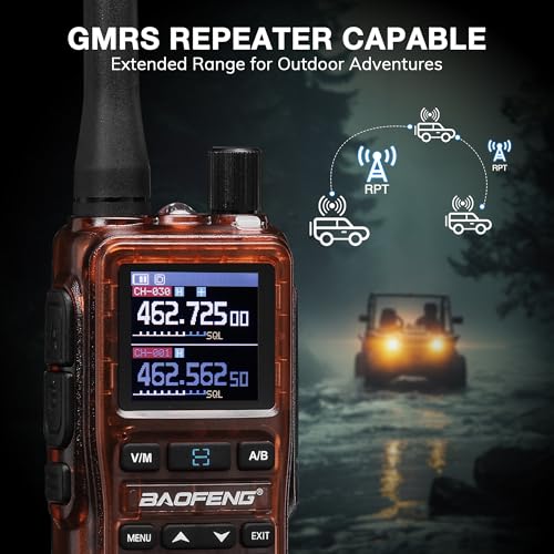 Image of [Chirp Compatible] Baofeng UV-5G Mini GMRS Handheld Radio with BT App Programming, Long Range Walkie Talkie GMRS Repeater Capable, with 8-Band Receiver, 999 Channels, for Off-Road, 2 Pack, Amber