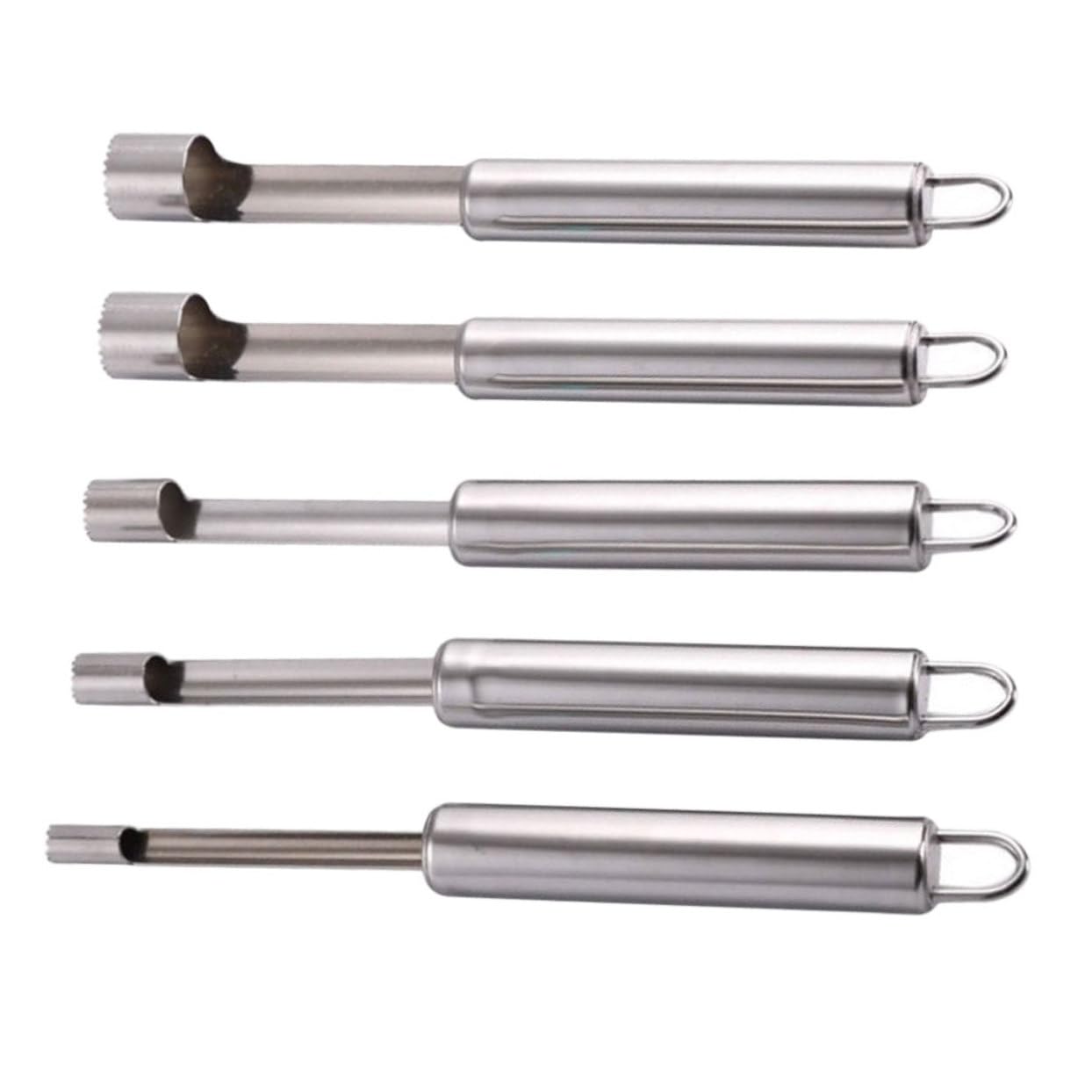 ABOOFAN 5 Pcs Stainless Steel Fruit Core Remover Manual Kitchen Tool for Dates Apples Pears and More Lightweight Easy to Use and Store