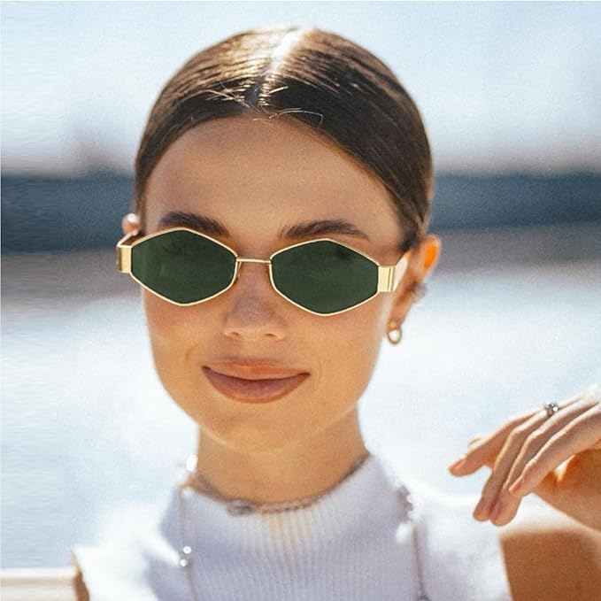 Image of Retro Hexagonal Sunglasses For Men & Women | Trending, Stylish & Durable Metal Frame Vintage 90s Sunglasses With UV 400 Protection Lenses