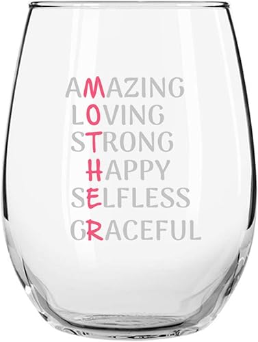 Miniatura 4 de Copa de vino para madre con palabras cariñosas y cariñosas, regalo de copa de vino para la mejor mamá, regalo para el día de la madre, divertido