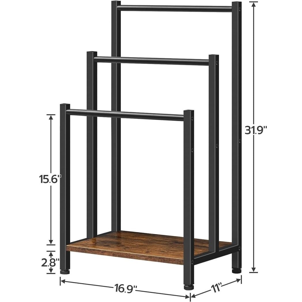 Toallero de pie Soporte de Suelo Soporte para Manta Independiente De 3 Niveles, Escalera, Toallero, Estante para con para Baño Estilo Industrial Minimalista