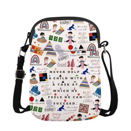 MAOFAED Montessori Teacher Gift, Montessori Quote, Early Education Gift, Crossbody Bag for Teacher, Daycare Teacher Gift