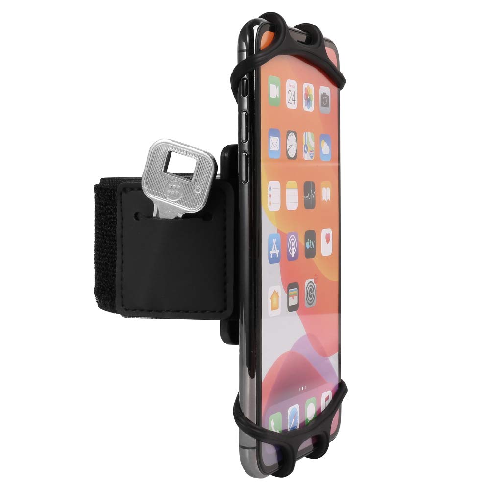 Sport Running Wristband Phone Holder 360°Rotatable Forearm Armband for Samsung Galaxy A15 A35 A25 A55 A54 A53 A52 A51 A11 S20 S21 S22 S23 S24 Plus FE S24 Ultra, OnePlus Nord N20 9 8T, BLU G33 (Black)