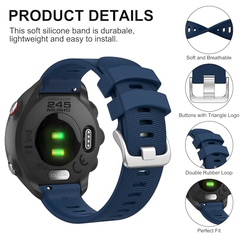 Image of Tobfit 20mm Straps Compatible with Garmin Forerunner 165 /165 Music, Forerunner 55 /158,245 /245 Music, 645 /645 Music Band for Women Men, Silicone Strap for Garmin Watch