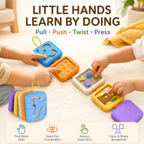 Image of Busy Board for 1 Year Old, Travel Toys for Toddler 1-3 on Plane Car, Montessori Busy Board Busy Cube, Toys for 1 Year Old Boy Girl, Stocking Stuffers for Toddler (Purple)