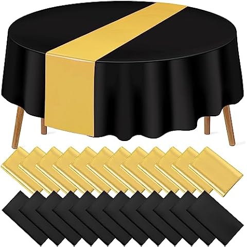 MASHAN Black and Gold Table Set Cover