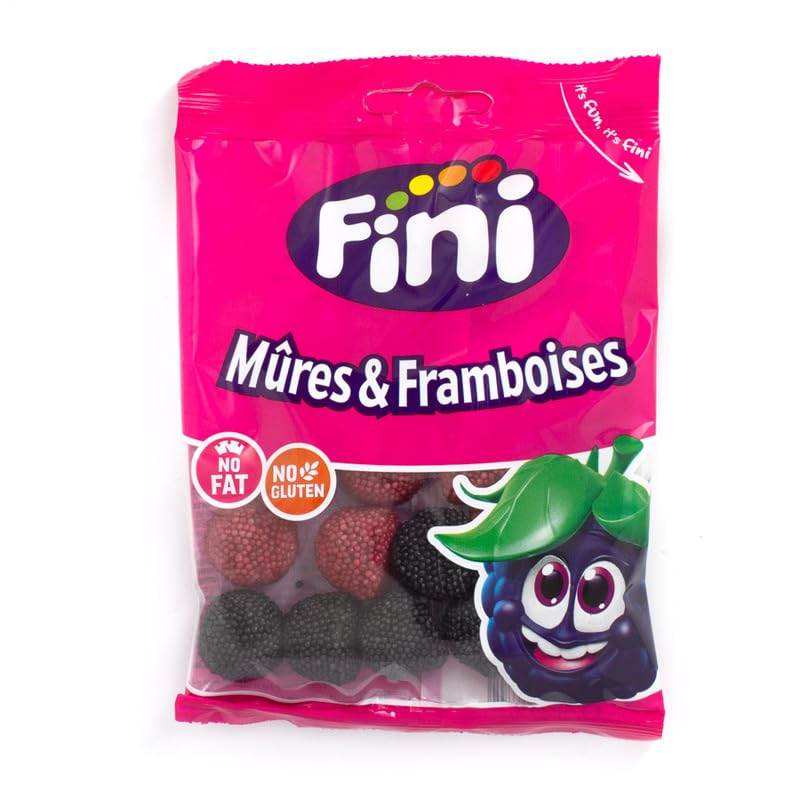 Funtastyc | Gominolas Fini - Golosinas Surtidas | Estuche 12 bolsas de 90 gr | Golosinas y Chuches para Cumpleaños, Navidad, Halloween y Regalos | Golosinas Halal (Moras)