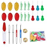 Yuiturt 25 teiliges Nadeleinfädler Set, Einfädelhilfe Kit enthalten Fisch Typ einfädelhilfe für nähnadeln Kürbisform Nadeleinfädler Daumen geformt Einfädler Naht Rippers Nähen Pinzette Fingerhut und S