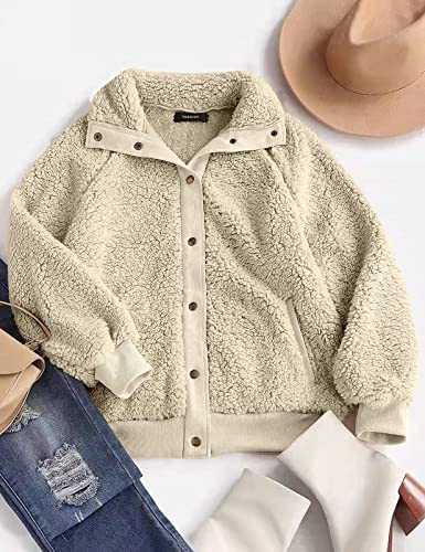 Merokeety ME020COAT1-BEIGE-S Women'S 2024 Winter Long Sleeve Button Sherpa Jacket Coat Casual Warm Fleece thumb #6