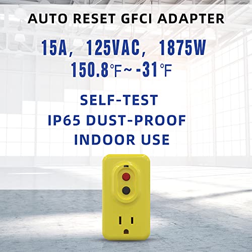 AIDA GFCI Adapter, 15 AMP Single Outlet Grounded 3Prong