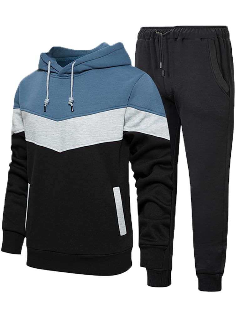 FTCayanz Tuta Uomo Completa Tute da Ginnastica Set Sportiva Pullover Felpa Con Cappuccio e Jogging Pantaloni 2 Pezzi
