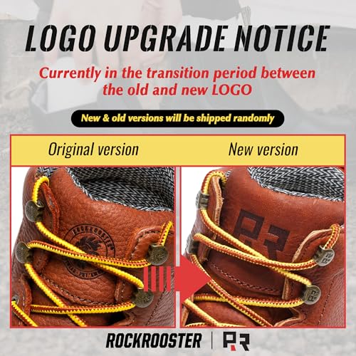 ROCKROOSTER Walker Waterproof Work Boots for Men, 6" Soft Toe Comfortable Boot, Rubber Wedge Sole Shoes, Arch Support Anti-Fatigue Boot, Leather Insulated Safety Boots, Electric Hazard SAP360II3