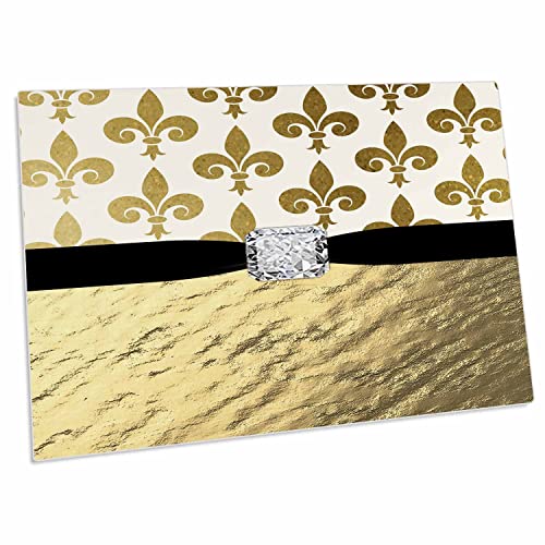 3dRose Glam Gold Fleur De Lis, Desk Pad de Goma Digital