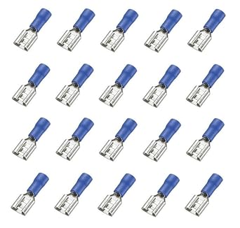 ERH India (20 Pc) Female Insulated Spade Wire Crimp Connectors 16-14AWG Insulated Terminals Ring Electrical Wire Crimp Connectors FDD2-250 Terminal Block Wire Connector Red 6.3mm Blue