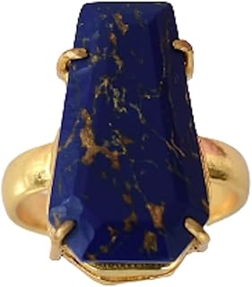 Veracity Jewelry Lapis Lazuli Coffin Rings For Women - 18K Gold Plated September Birthstone Lapis Lazuli Rings For Girls - Blue Gemstone Rings Jewelry - Fashion Statement Designer Handmade Jewelry Gift for Mom / Friends - VR-398