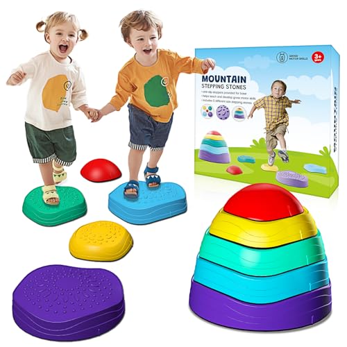 Image of Stepping Stones for kids ,5Pcs Non-Slip Plastic Balance ,Stepping Stones for Toddlers Ages 3 4 5 6 7 8 Years,Children's Coordination Skills Obstacle Courses Sensory Toys for Toddlers,Indoor or Outdoor Play