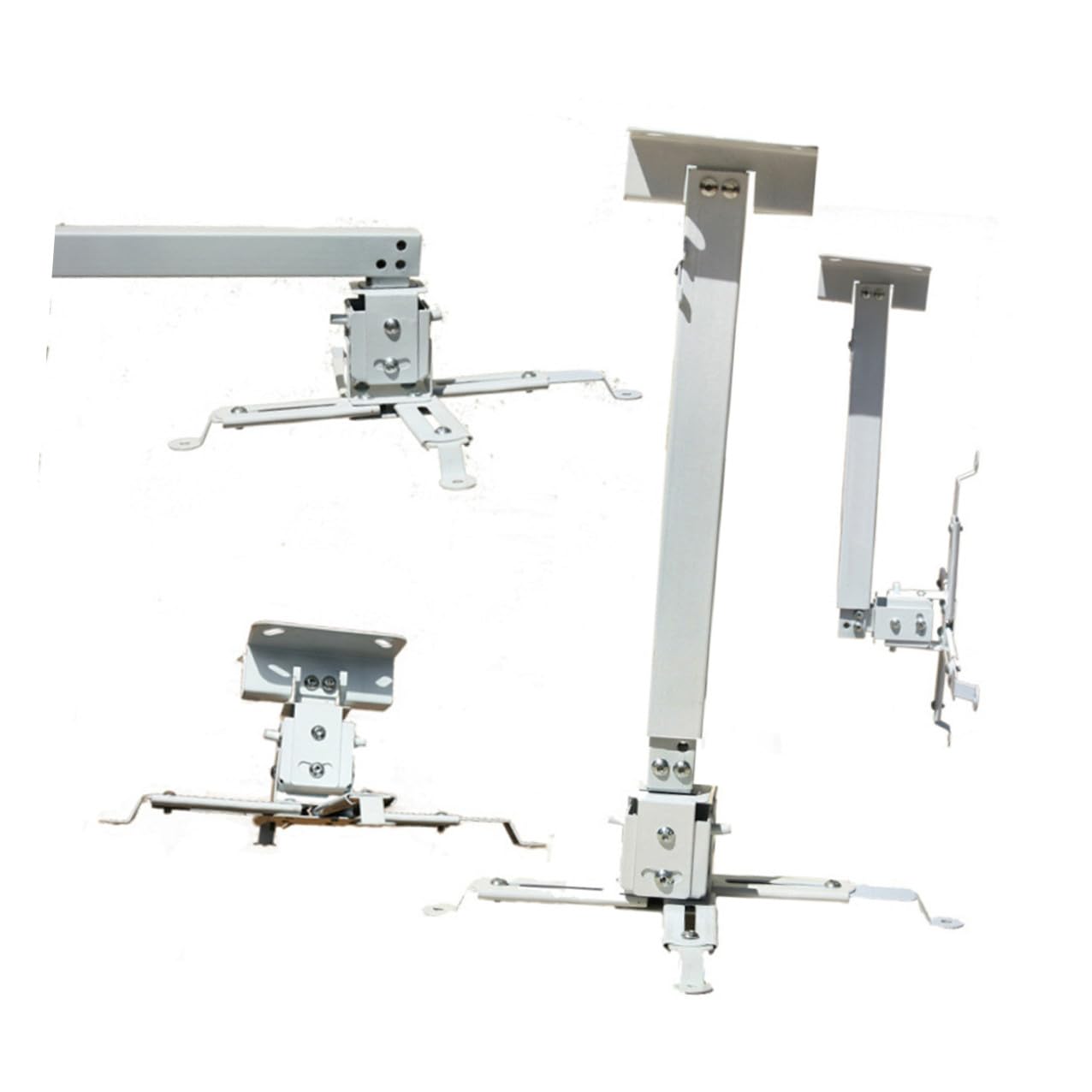 Artibetter Supporto e Canale Regolabile in Ferro Bianco da Soffitto per Proiettore Bracci Doppi Articolati , Struttura Robusta per Fissaggio Stabile e Versatile