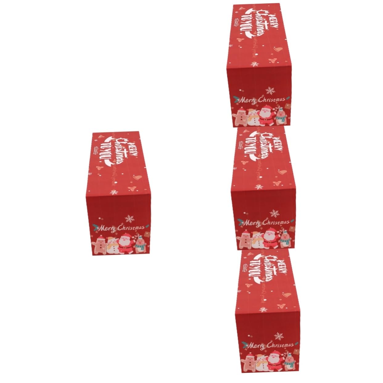 Chemin de table de Noël en polyester rouge de qualité supérieure aux sapins dorés - 4 PCS