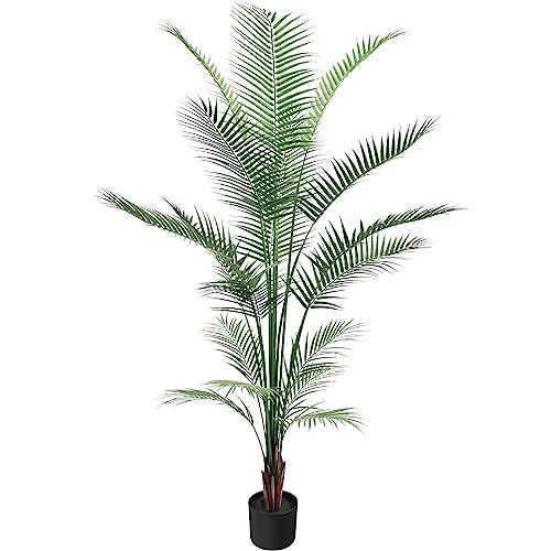 Artificial Palm Tree 6Feet Fake Palm Tree with 18 Trunks Perfect Faux Dypsis Lutescens Plants in Pot for Indoor Outdoor House Home Office Garden Modern Decor Housewarming Gift 1Pack