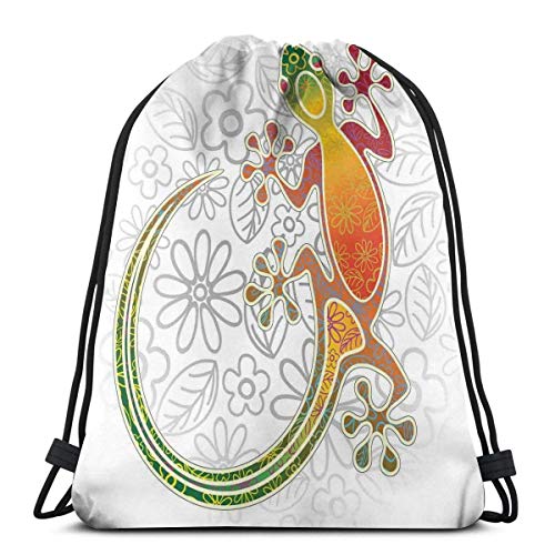 Sanme Mochilas con cordón Bolsas  Nativo del sudeste asiático Casa común Gecko Moon