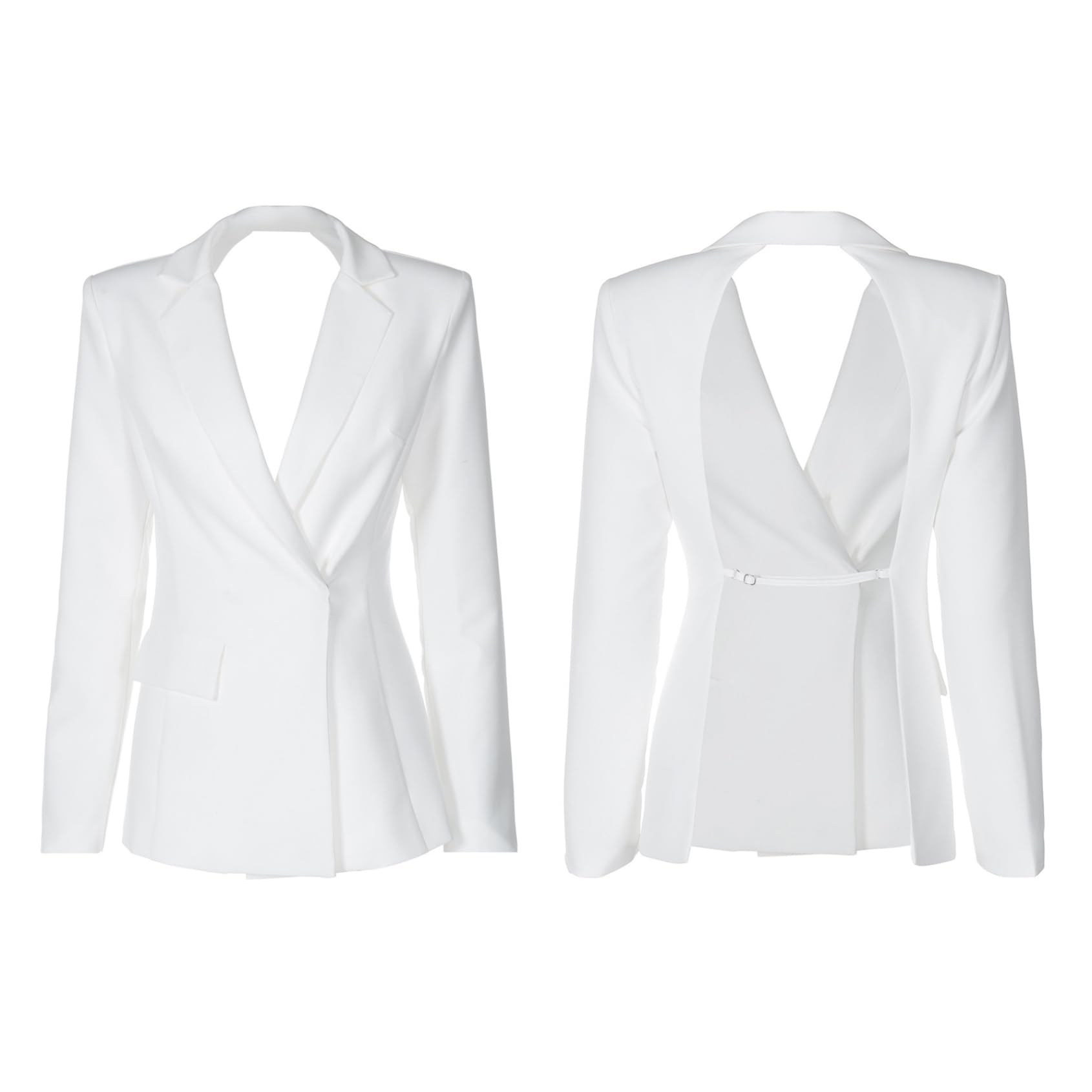 Womens Sexy Open Back Blazer Dress Casual Long Sleeve Cut Out Backless Suit Jacket