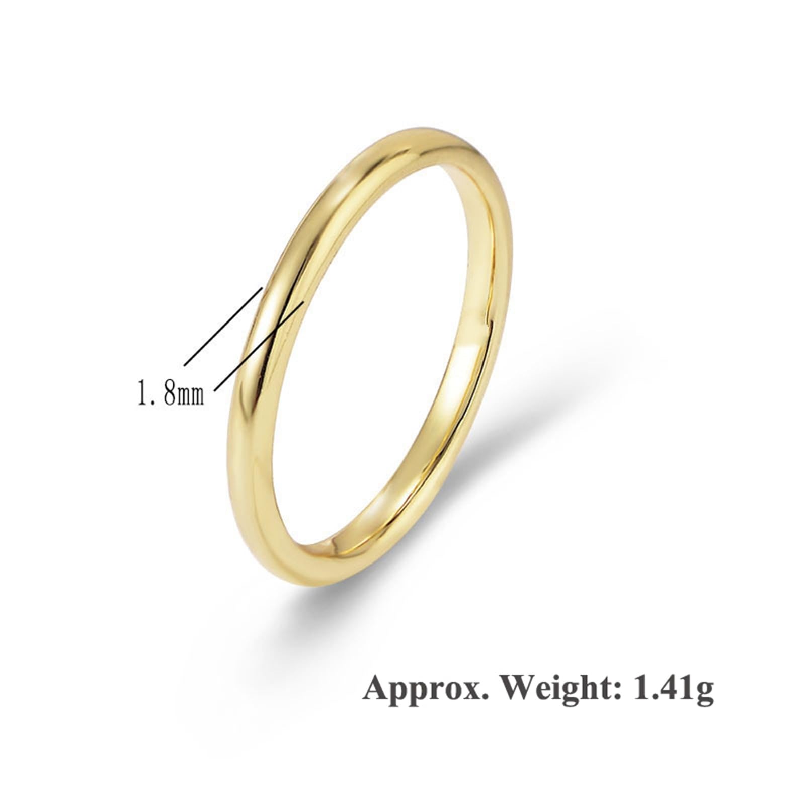 Anillo de mujer de oro blanco sin piedra, alianzas de boda de oro auténtico pulido anillo de compromiso de oro simple