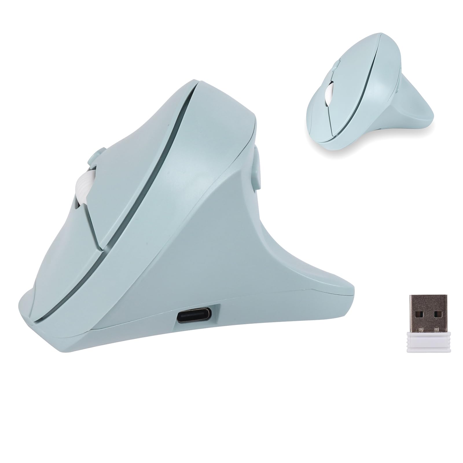 Wireless Silent Ergonomic Vertical Mouse - Dual Mode 2.4G/Bluetooth, Rechargeable Type C, Pain Relief for Office and Home Use, Compatible with Laptop & PC (Green)-image-18