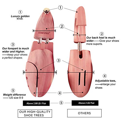 Cedar Space Cedar Shoe Trees For Men, 100% Red Aromatic Cedar Wood Grows In North American Gift For Men #TOP4