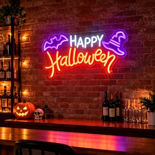 Happy Halloween Led Neon Sign 26 Inch Large Halloween Light Up Sign
